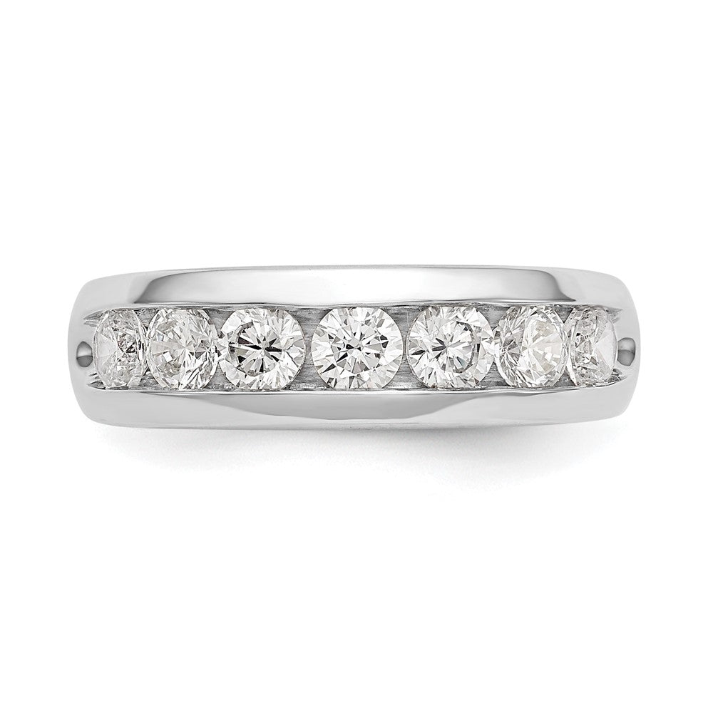 14K White Gold 7-Stone Real Diamond Channel Band