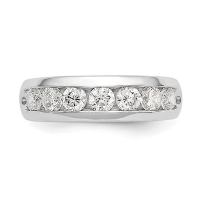 14K White Gold 7-Stone Real Diamond Channel Band