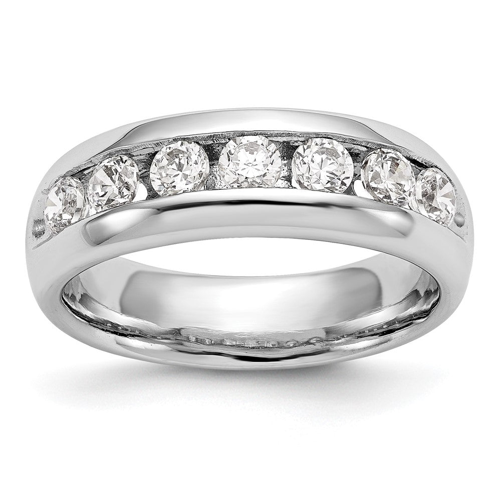 14K White Gold 7-Stone Real Diamond Channel Band