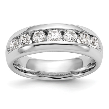 14K White Gold 7-Stone Real Diamond Channel Band