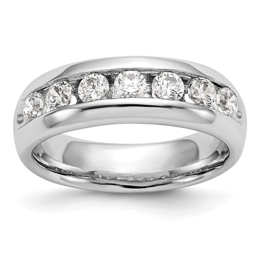 14K White Gold 7-Stone Real Diamond Channel Band