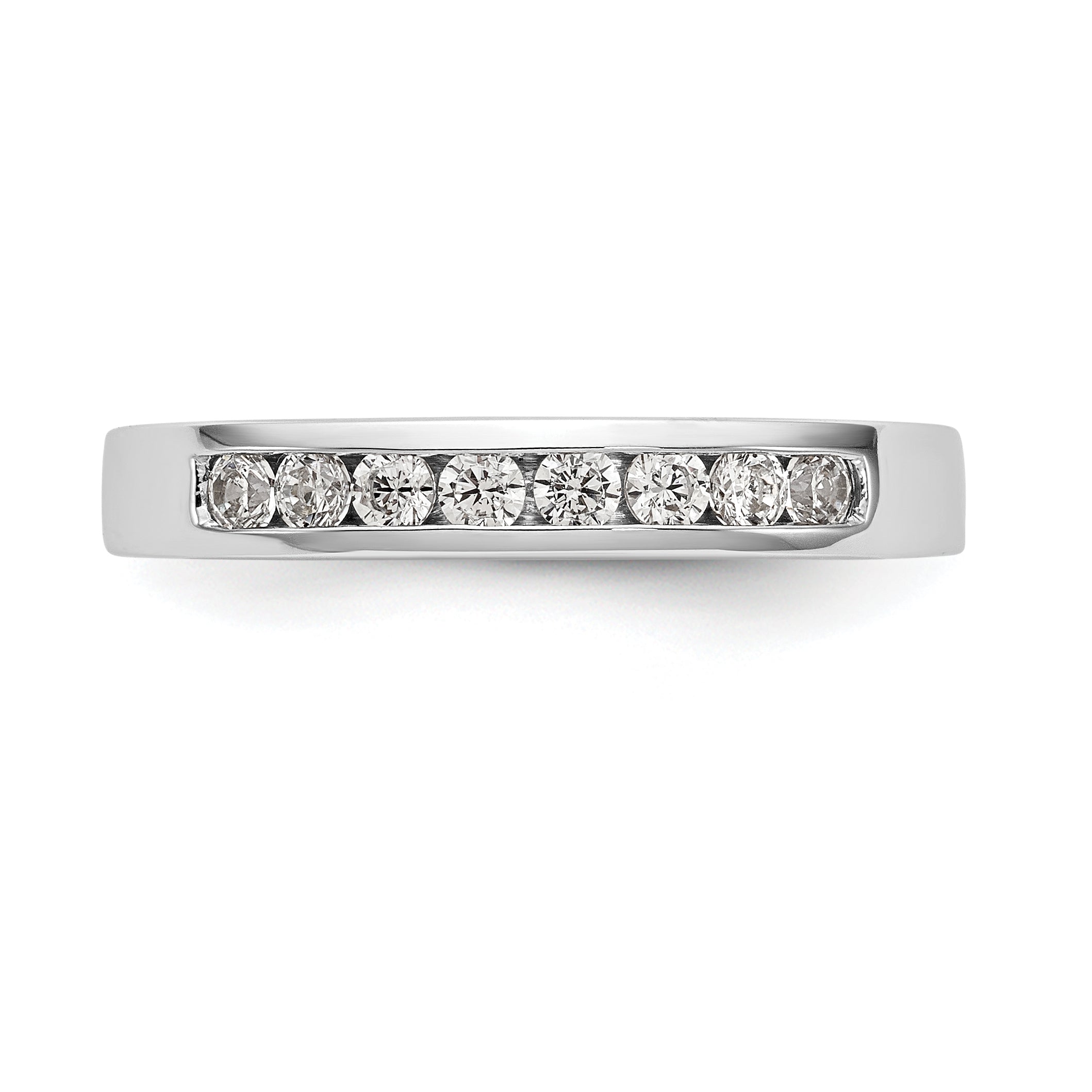 14K White Gold 8 Stone 1/3 Carat Round Diamond Complete Channel Band