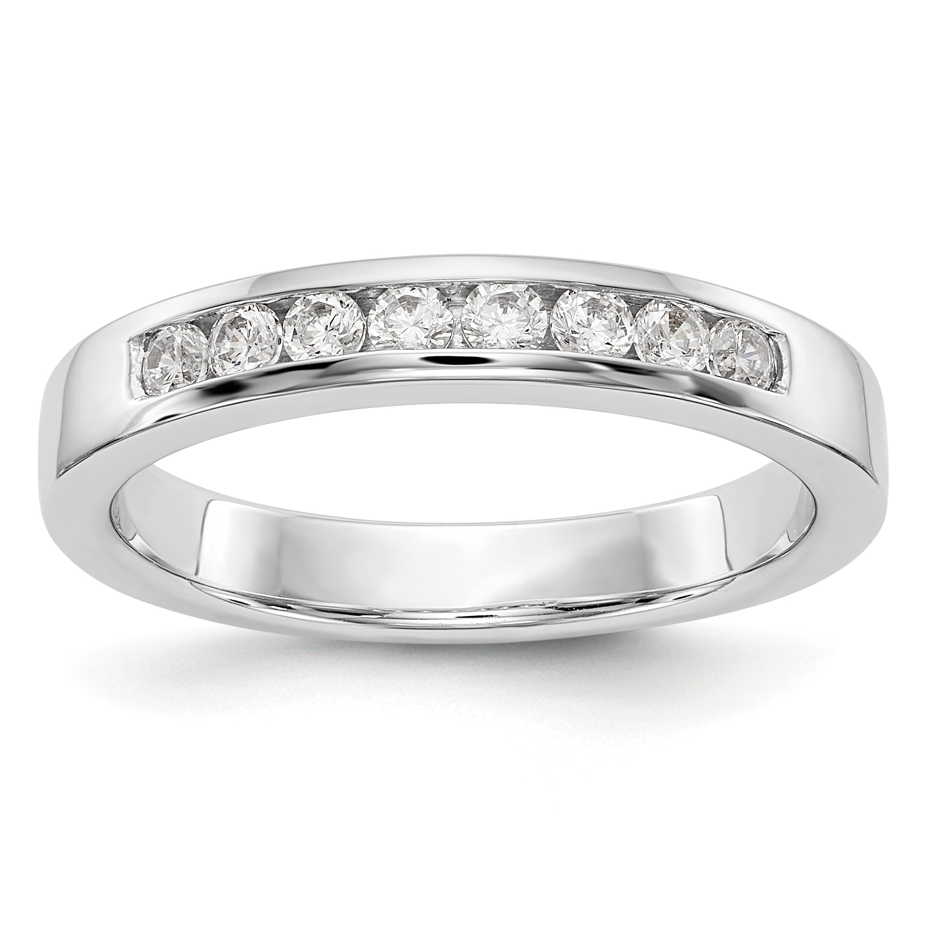 14K White Gold 8 Stone 1/3 Carat Round Diamond Complete Channel Band