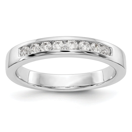 14K White Gold 8 Stone 1/3 Carat Round Diamond Complete Channel Band