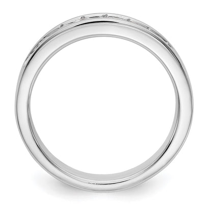 14K White Gold 8 Stone 1/2 Carat Round Diamond Complete Channel Band