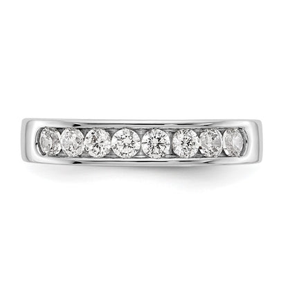 14K White Gold 8 Stone 1/2 Carat Round Diamond Complete Channel Band