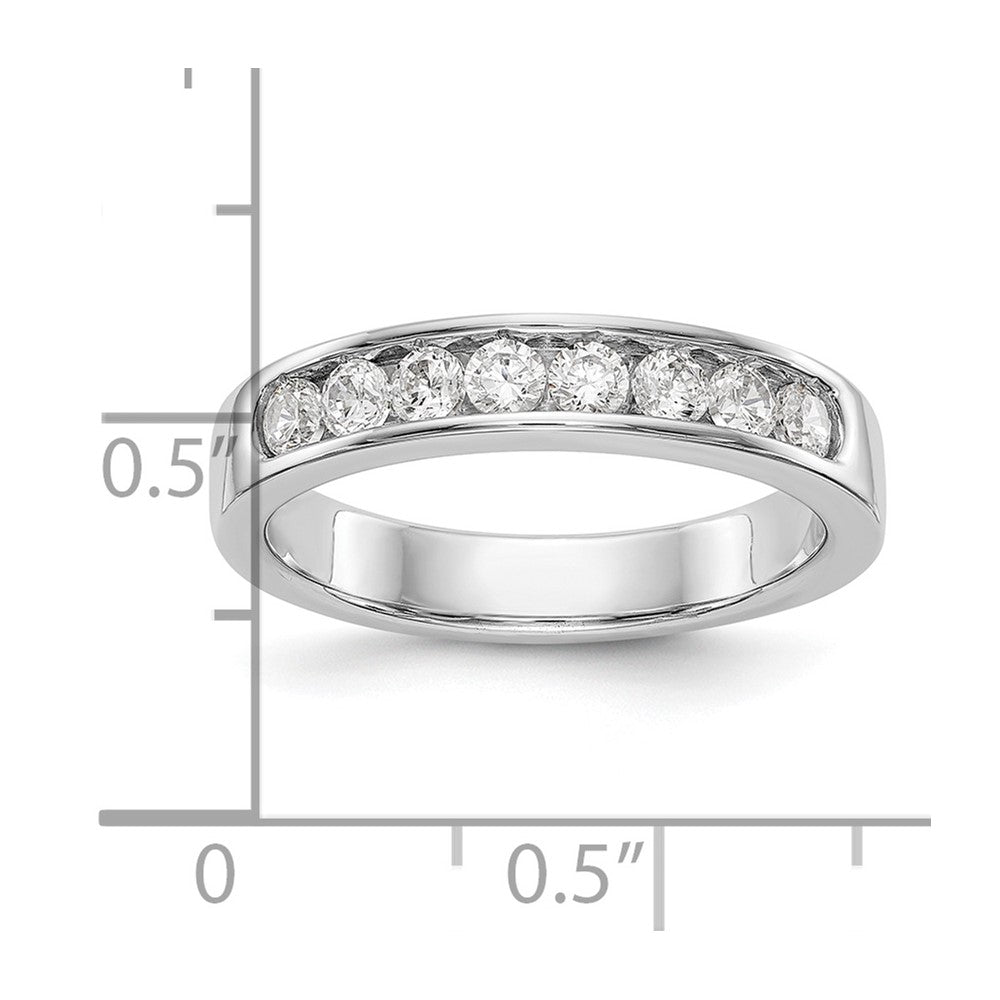 14K White Gold 8-Stone Real Diamond Channel Band
