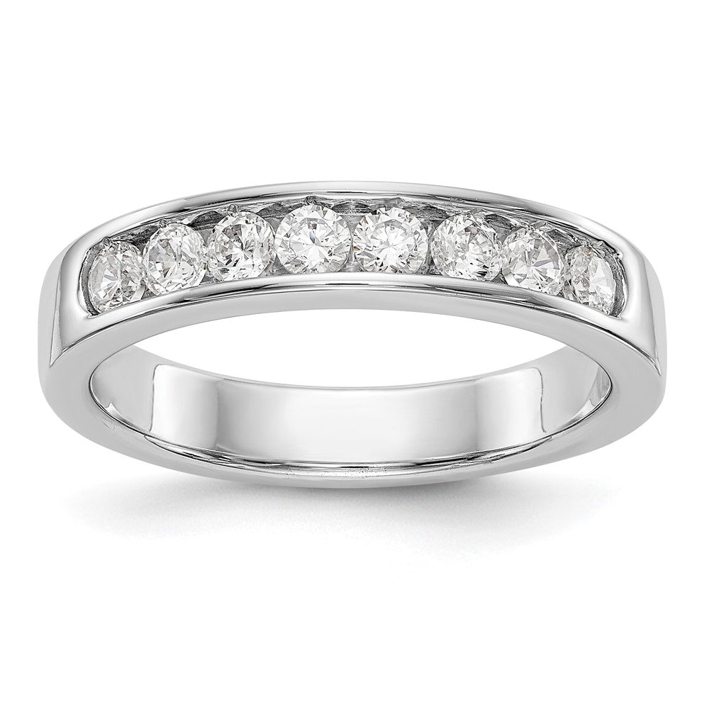 14K White Gold 8 Stone 1/2 Carat Round Diamond Complete Channel Band