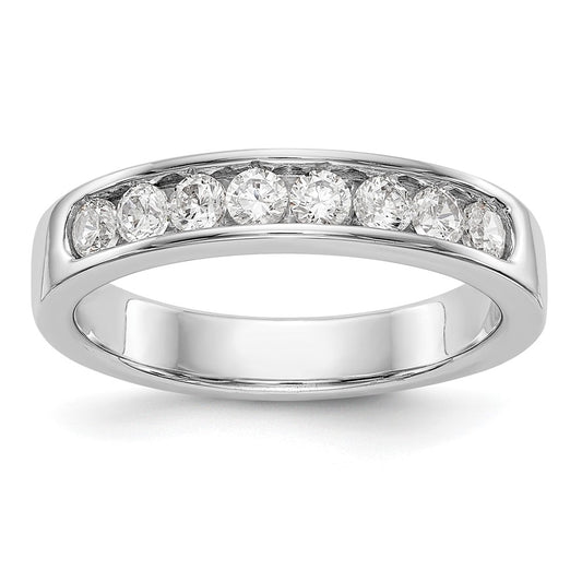 14K White Gold 8-Stone Real Diamond Channel Band
