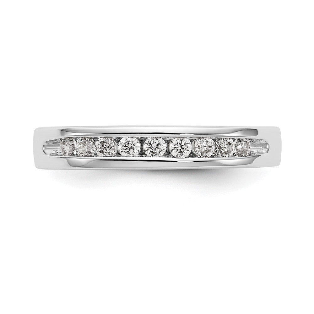 14K White Gold 9-Stone Real Diamond Channel Band