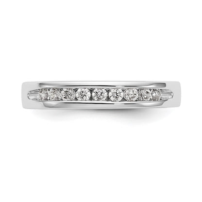 14K White Gold 9-Stone Real Diamond Channel Band