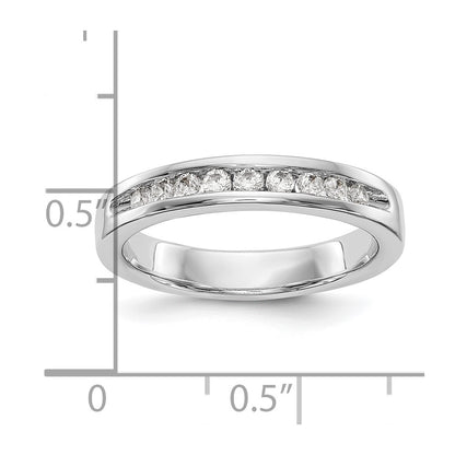 14K White Gold 9-Stone Real Diamond Channel Band