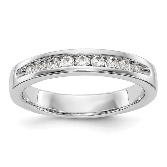 14K White Gold 9-Stone Real Diamond Channel Band