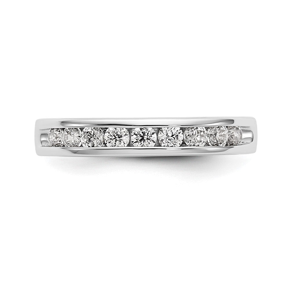 14K White Gold 9-Stone Real Diamond Channel Band