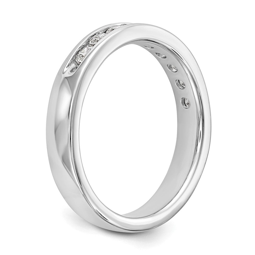 14k White Gold 9-Stone 1/2 carat Round Diamond Complete Channel Band