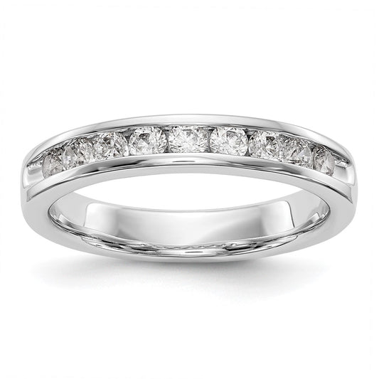 14k White Gold 9-Stone 1/2 carat Round Diamond Complete Channel Band