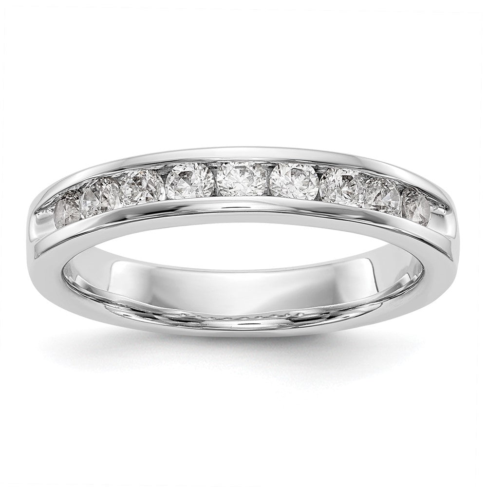 14K White Gold 9-Stone Real Diamond Channel Band