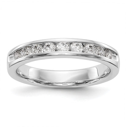 14K White Gold 9-Stone Real Diamond Channel Band