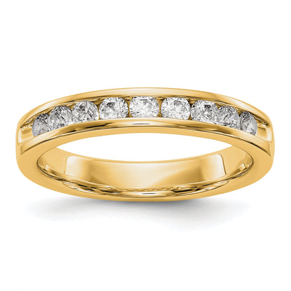 14K Yellow Gold 9 Stone Diamond Channel Band A4 Diamonds Si1/Si2 G I