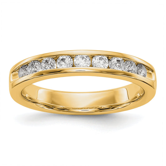 14K Yellow Gold 9 Stone Diamond Channel Band A4 Diamonds Si1/Si2 G I