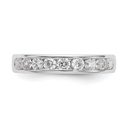 14K White Gold 9-Stone Real Diamond Channel Band