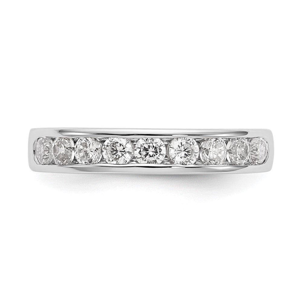14k White Gold 9-Stone 1/4 carat Round Diamond Complete Channel Band