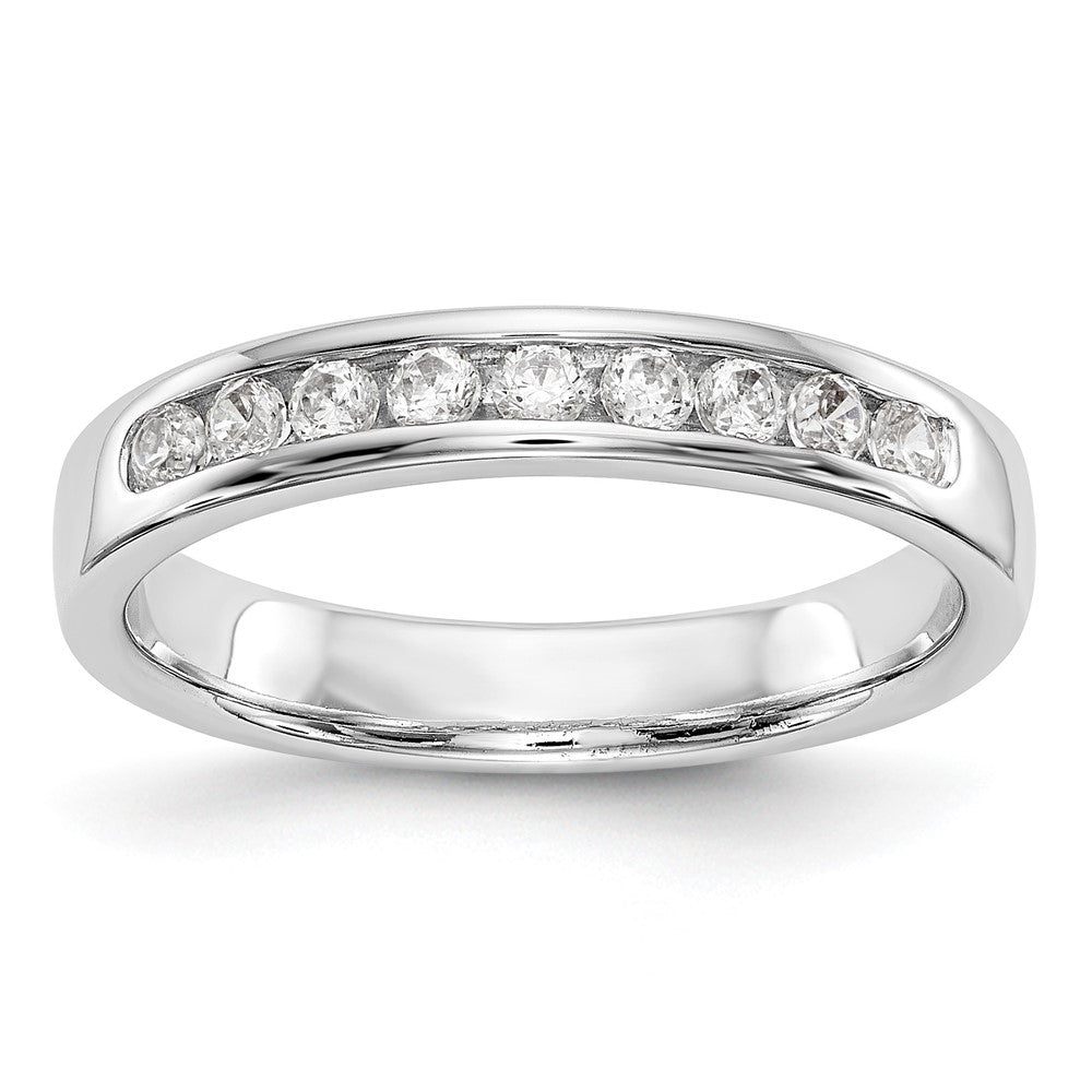 14K White Gold 9-Stone Real Diamond Channel Band