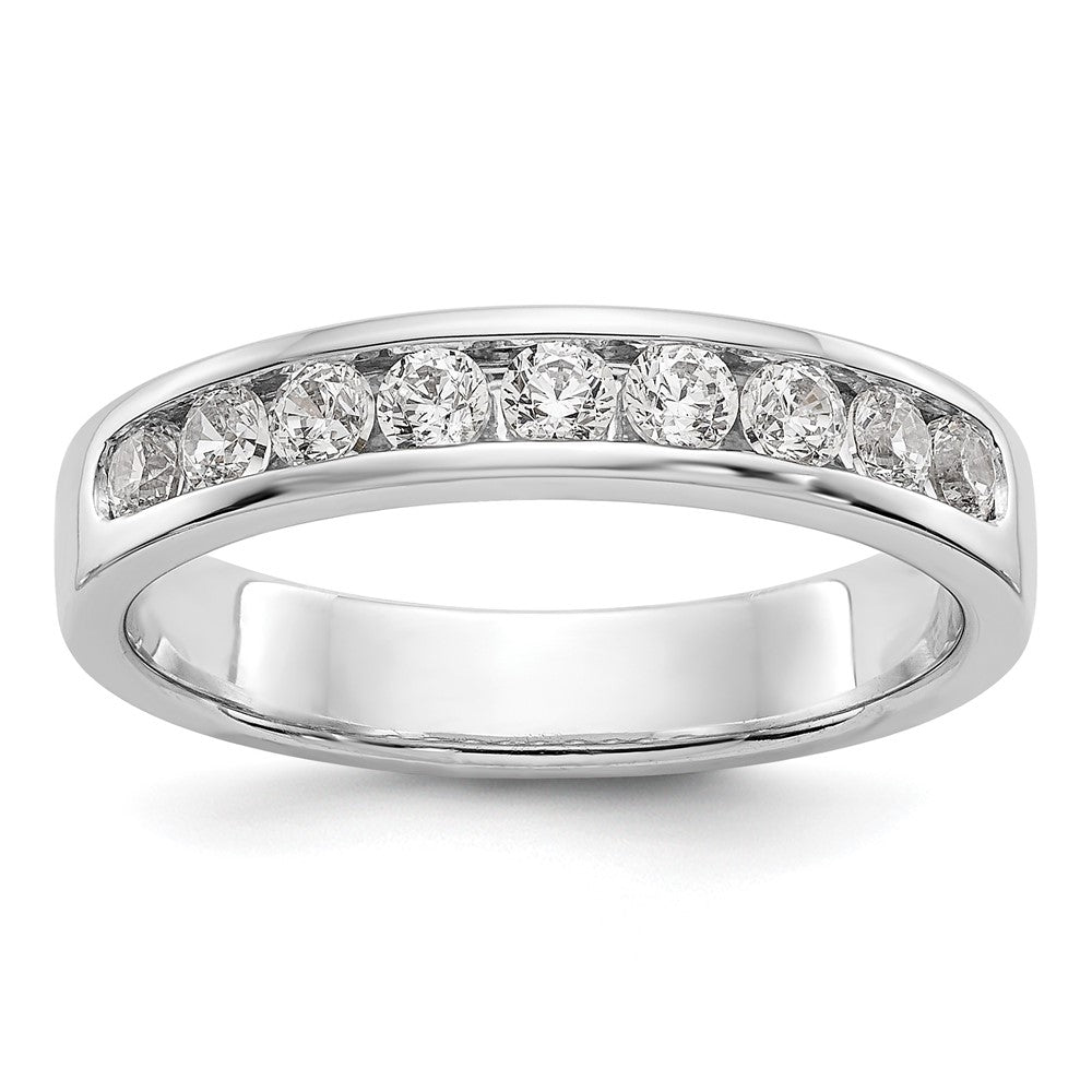 14k White Gold 9-Stone 1/2 carat Round Diamond Complete Channel Band