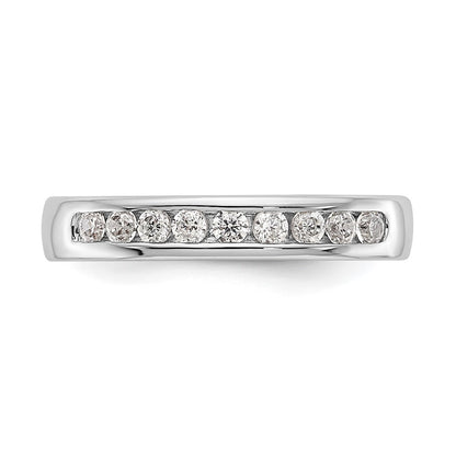 14K White Gold 9-Stone Real Diamond Channel Band