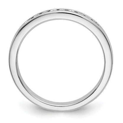 14K White Gold 9 Stone 1/5 Carat Round Diamond Complete Channel Band
