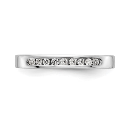 14K White Gold 9 Stone 1/5 Carat Round Diamond Complete Channel Band