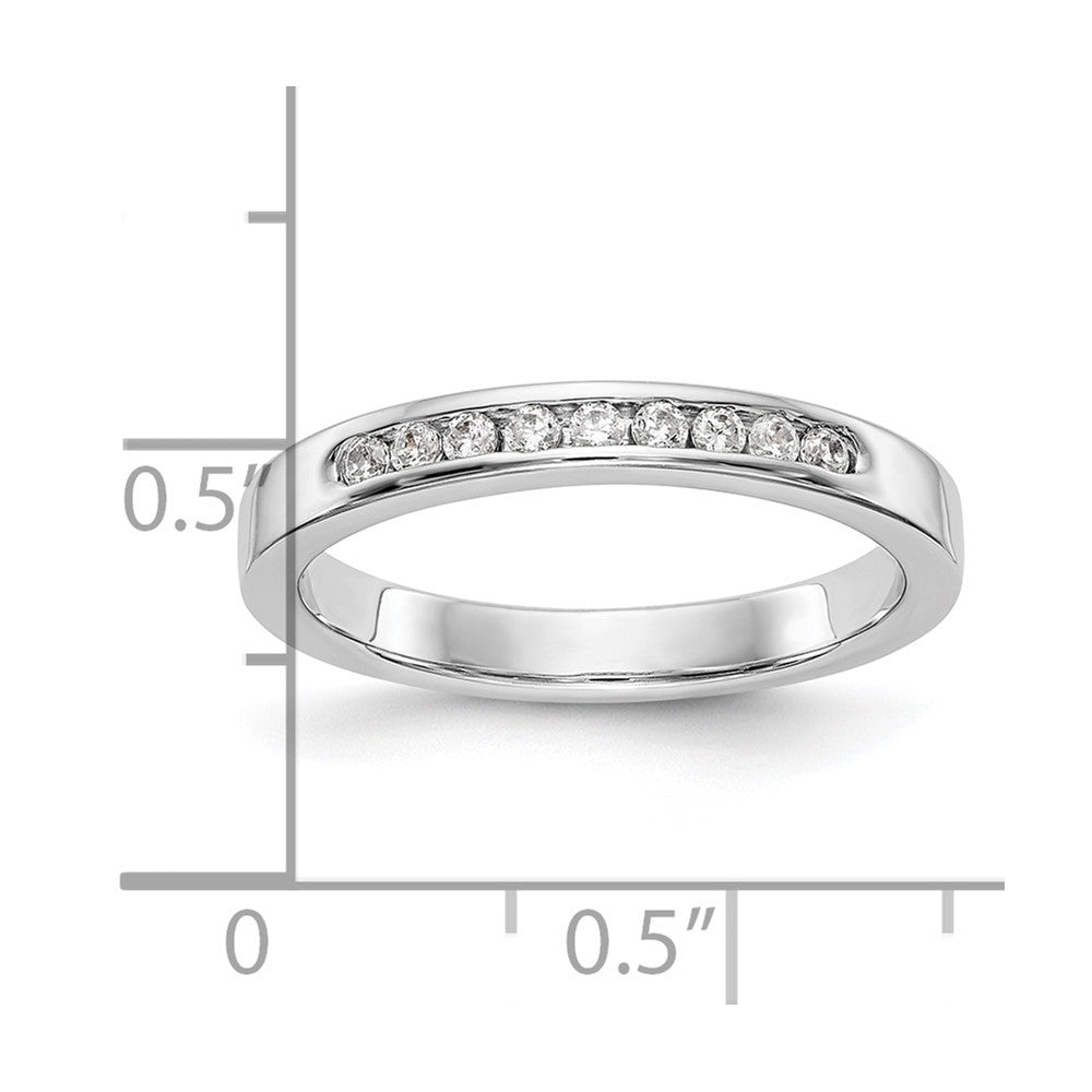 14K White Gold 9 Stone 1/5 Carat Round Diamond Complete Channel Band