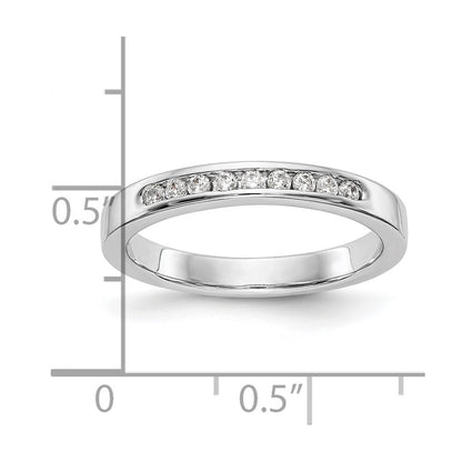 14K White Gold 9 Stone 1/5 Carat Round Diamond Complete Channel Band