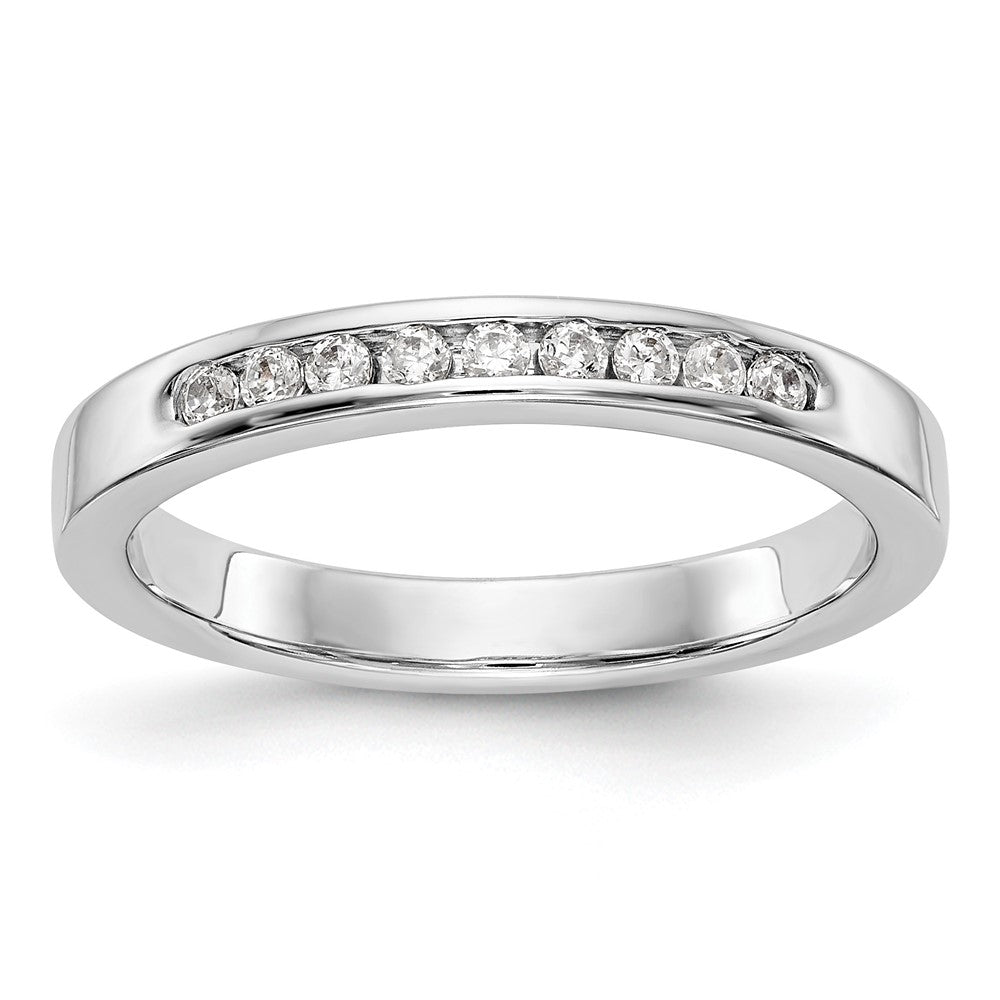 14K White Gold 9 Stone 1/5 Carat Round Diamond Complete Channel Band