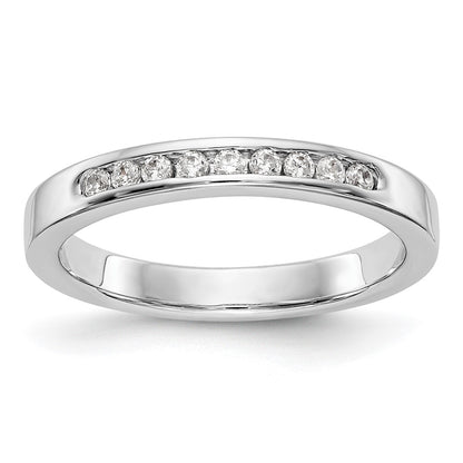 14K White Gold 9 Stone 1/5 Carat Round Diamond Complete Channel Band