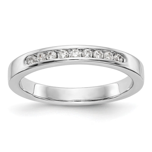 14K White Gold 9 Stone 1/5 Carat Round Diamond Complete Channel Band