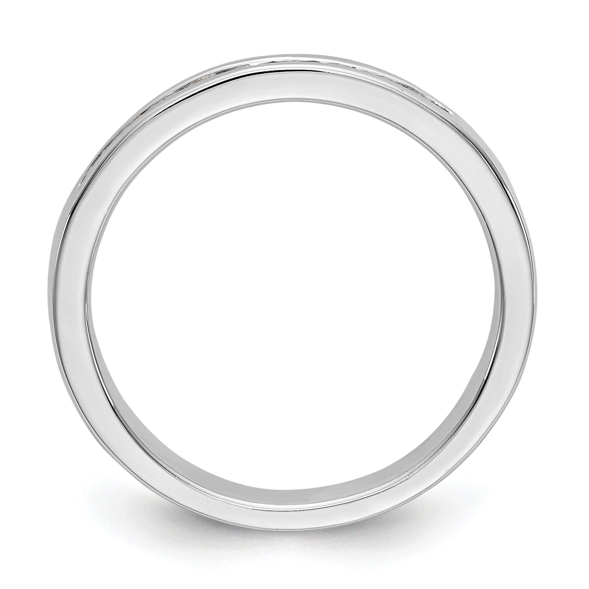 14K White Gold 9 Stone 1/4 Carat Round Diamond Complete Channel Band