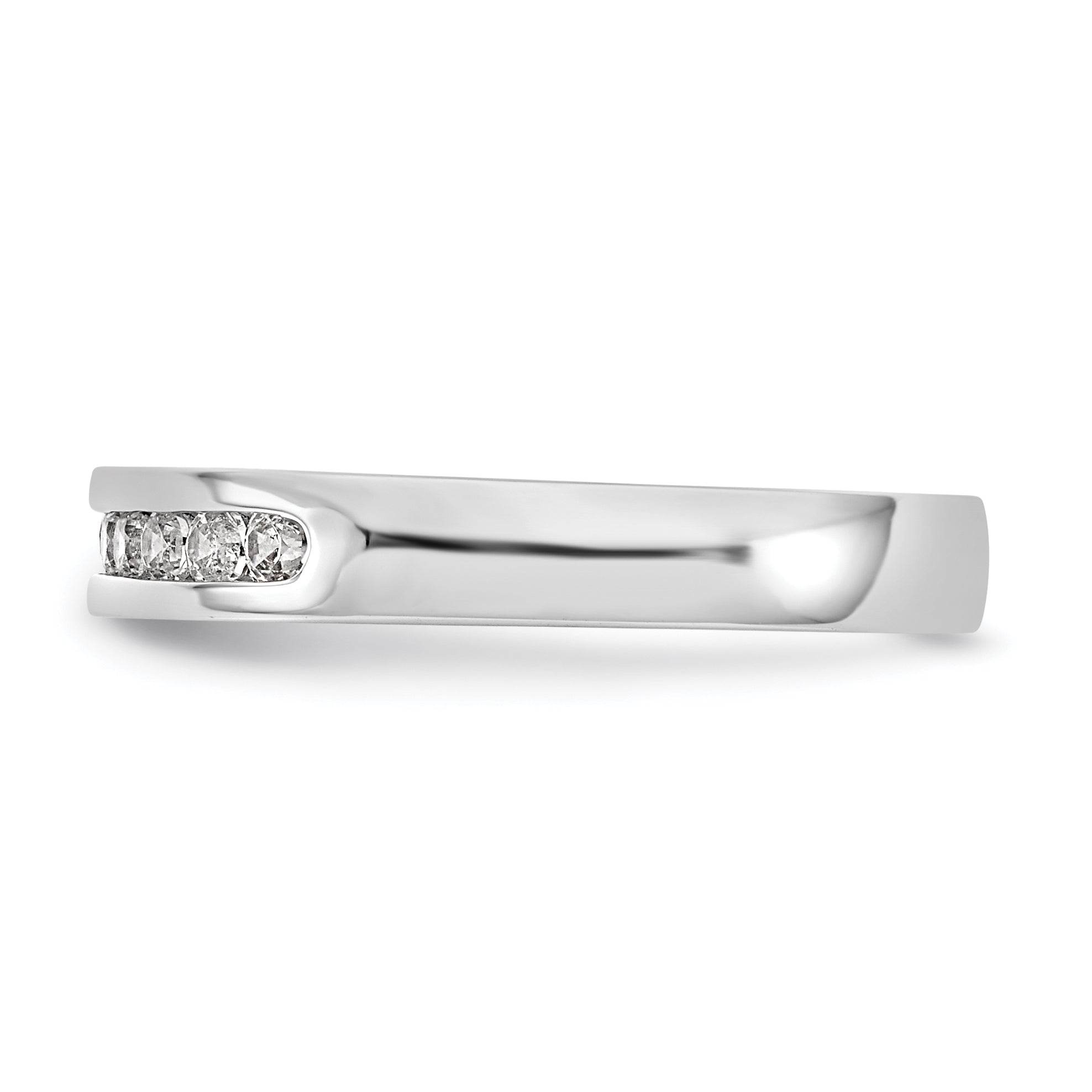 14K White Gold 9 Stone 1/4 Carat Round Diamond Complete Channel Band