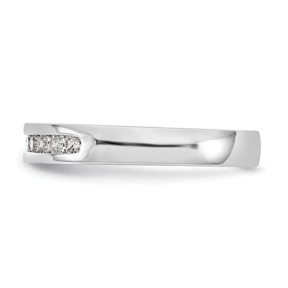 14K White Gold 9 Stone 1/4 Carat Round Diamond Complete Channel Band