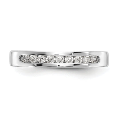 14K White Gold 9 Stone 1/4 Carat Round Diamond Complete Channel Band