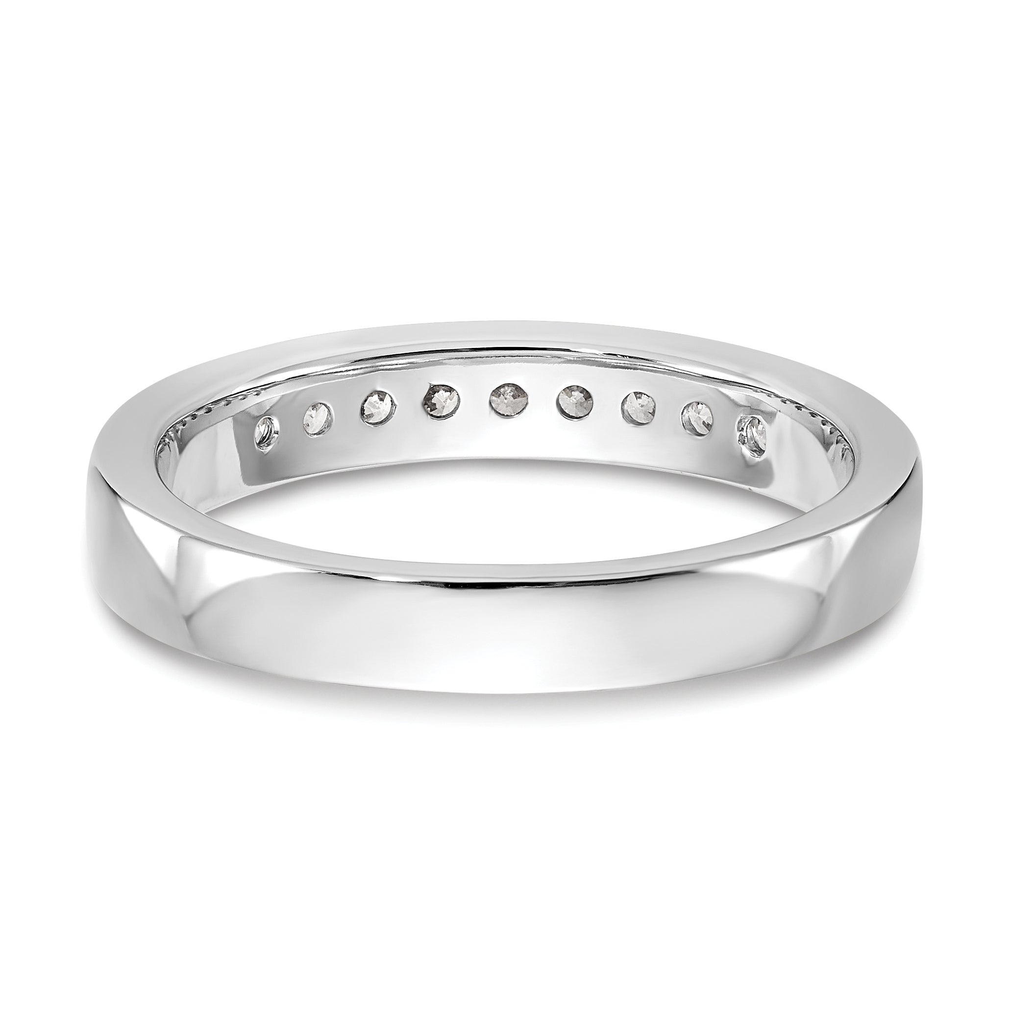 14K White Gold 9 Stone 1/4 Carat Round Diamond Complete Channel Band