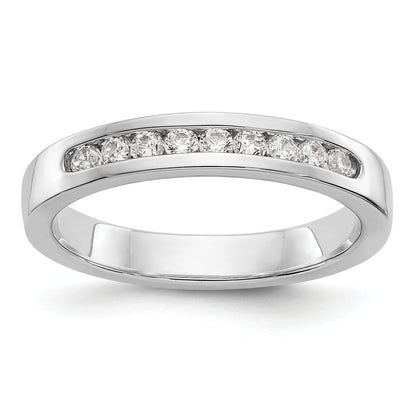 14K White Gold 9 Stone 1/4 Carat Round Diamond Complete Channel Band