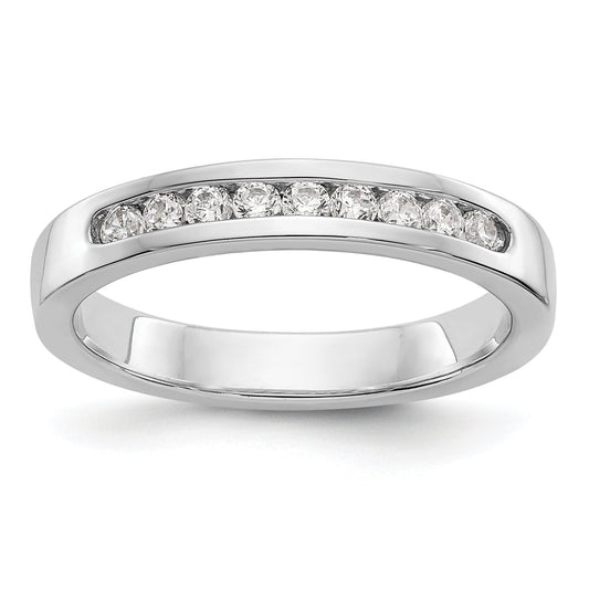 14K White Gold 9 Stone 1/4 Carat Round Diamond Complete Channel Band