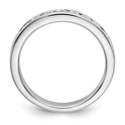 14K White Gold 9-Stone Real Diamond Channel Band