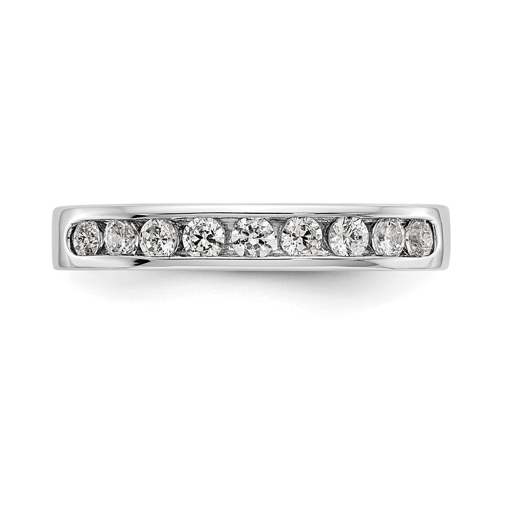 14K White Gold 9-Stone Real Diamond Channel Band