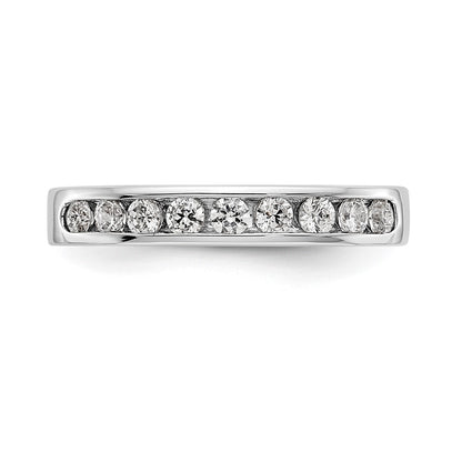 14K White Gold 9-Stone Real Diamond Channel Band