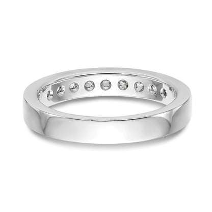 14K White Gold 9 Stone 1/2 Carat Round Diamond Complete Channel Band