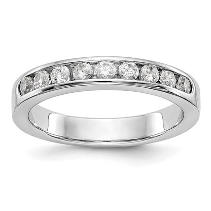 14K White Gold 9 Stone 1/2 Carat Round Diamond Complete Channel Band