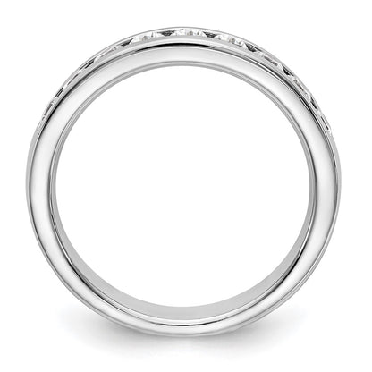 14K White Gold 9-Stone Real Diamond Channel Band