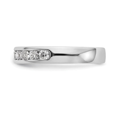 14K White Gold 9 Stone 1/2 Carat Round Diamond Complete Channel Band